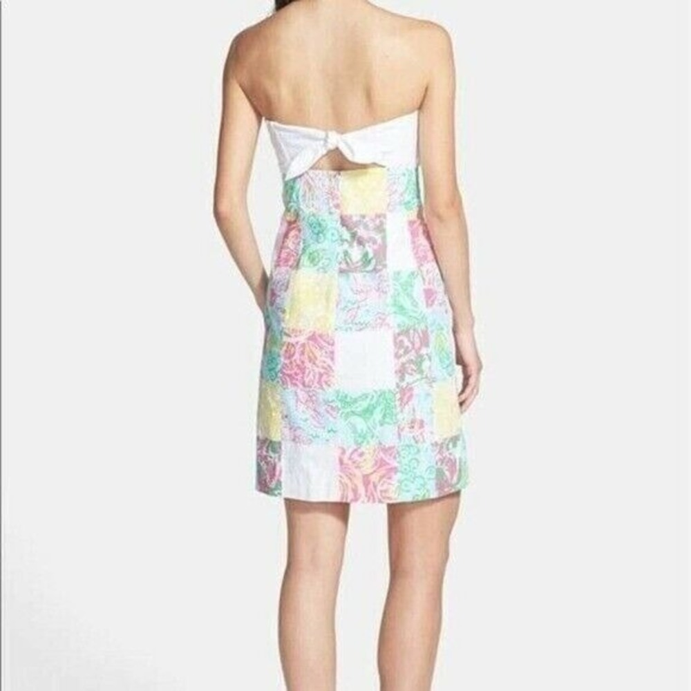 Lilly Pulitzer Franco Patches Strapless Dress White Pink Women's Size 0 H13532 - Picture 6 of 13